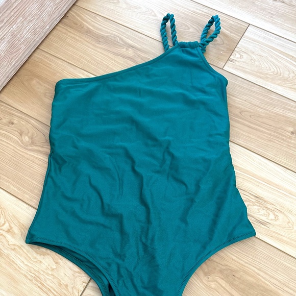 NWT Teal Green One Shoulder One Piece - Size L by Sultre - Picture 1 of 6
